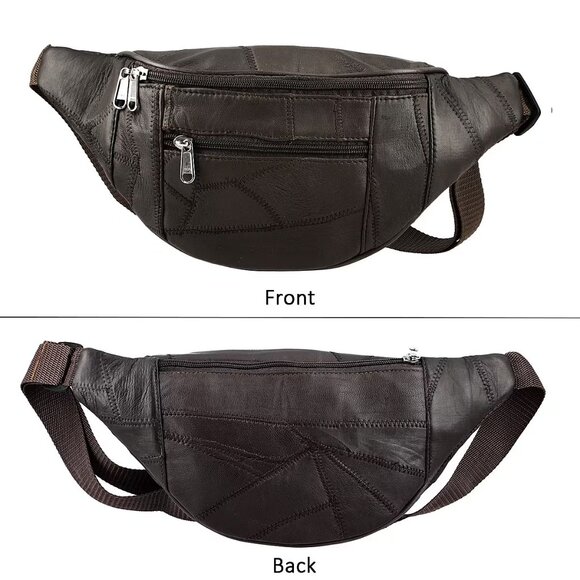 Royal Brown Genuine Patch Leather Duffle Bag with Shoulder Strap and Fanny Pack - Picture 5 of 6